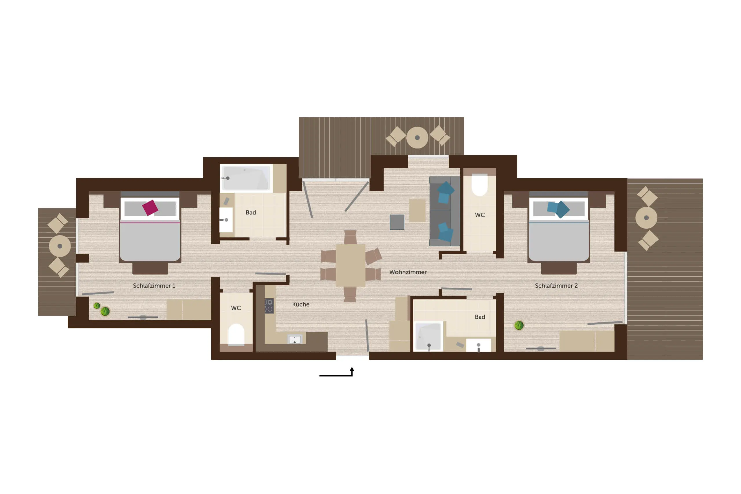 Grundriss 4er Appartement, ca. 75 m², stoanmandl